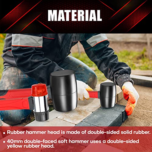 YIYITOOLS 2Pcs Hammer Set, 16oz Rubber Mallet & 40mm Double-Faced Soft Mallet Fit for Construction and Home Renovation, Black - size: 2PCs, style: Rubber Mallet / Double-Faced Soft Mallet