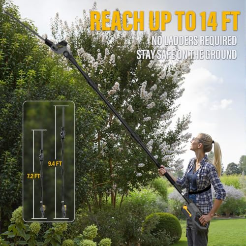 2-in-1 Pole Saw & Hedge Trimmer Compatible with Dewalt 20V MAX (Tool Only) - color: Gray