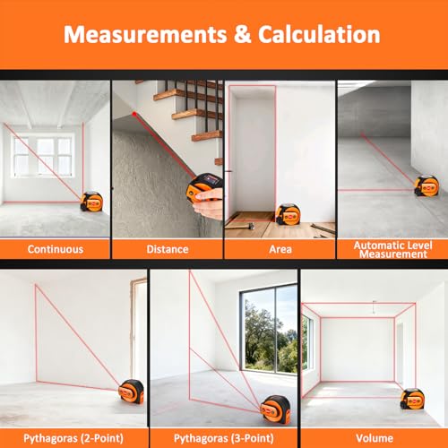 3-in-1 Laser Tape Measure, 197 ft Distance Meter, 16 ft Tape, Digital Level
