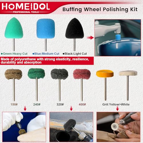 103PCS Polishing Kit for Dremel Buffing Wheels 1/8" Shank Polishing Bits - style: 103PCS Buffing Wheels