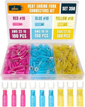 ALBO 350 Pcs Heat Shrink Fork Terminal Kit, 22-10 AWG, Red Blue Yellow - color: Fork Set 350pcs #10 AWG 22-10