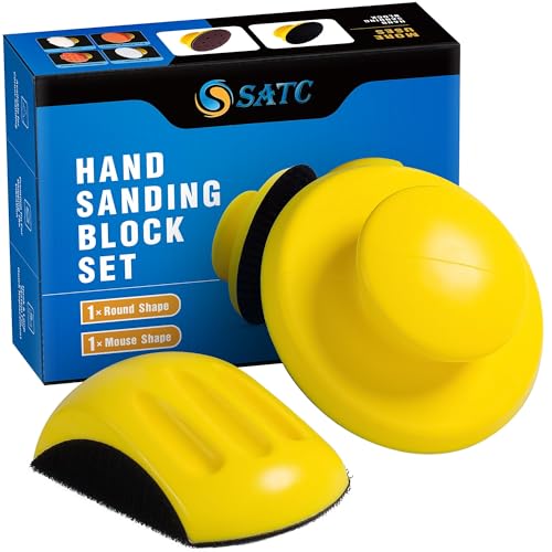 S SATC Sanding Blocks 5 Inch Hook and Loop Sanding Block 2 PCS Round and Mouse Hand Sanding Block for Wood Furniture Restoration Home Arts and Crafts - style: 2 PCS Sanding Block