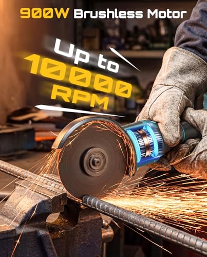SEESII Cordless Angle Grinder 4-1/2 Inch, 10000RPM Brushless Motor