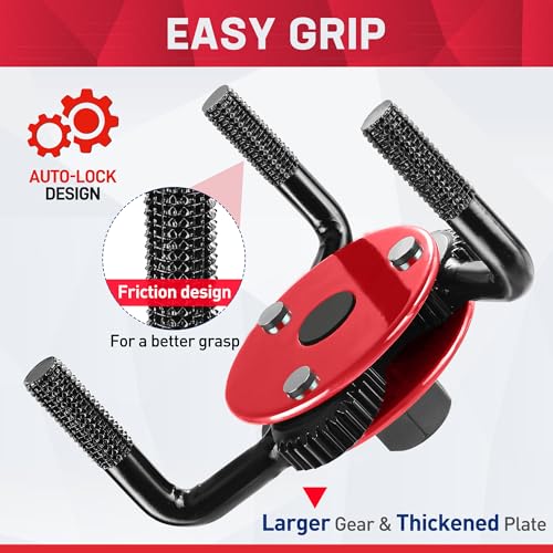 WORKPRO Universal Oil Filter Wrench Adjustable (2-3/4" to 5-1/8"), Oil Filter Removal Tool, Oil Filter Change Set, Ideal for Engine Filters, Conduit, & Fittings - color: Red