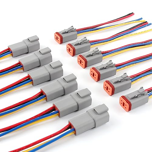 Newdeli Deutsch 4 Pin Connector Kit Waterproof Electrical Connector 16 AWG Male and Female Automotive Wire Connectors for Car Truck Boat, Dt Connector 6 Sets - size: DT Connector 6 Sets 4 Pin