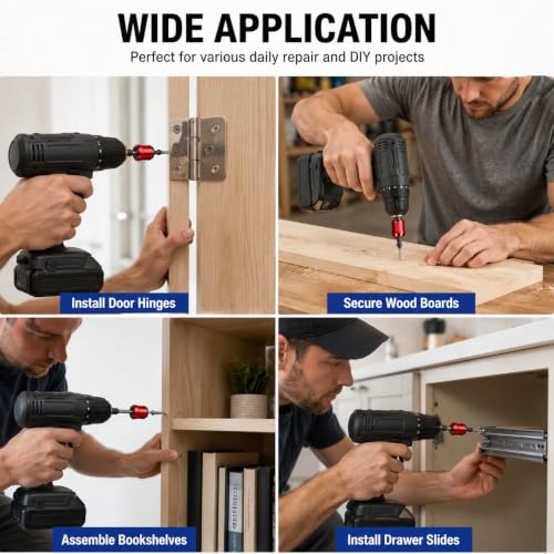 Magnetic Screw Holder Set, 3 PCS Bit Magnetizer Rings with 3 PCS PH2 Screwdriver Bits, Strong Magnetic Drill Bit Holder for 1/4 Inch Hex Bits, Magnetic Screw Holder for Drill, DIY Repair Tool