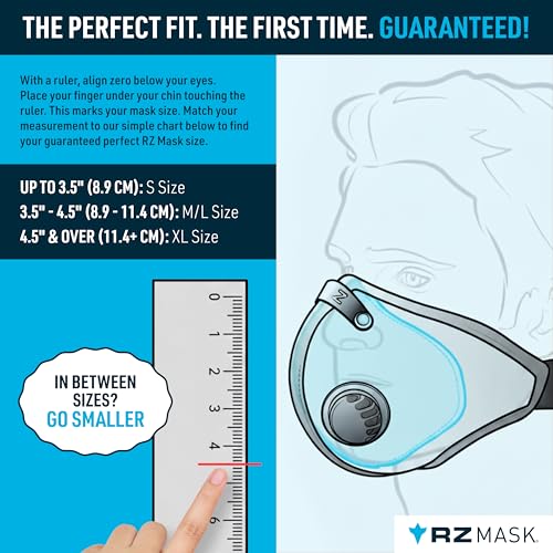 RZ Mask M2 - Cooling Mesh Dust Mask w/ 99.8% Carbon Filtration, Anti Fogging w/Easy Use Hook-and-Loop Head Strap - color: Black, style: X Large