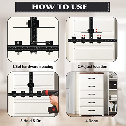 Haootadiy Cabinet Hardware Jig,Aluminum Cabinet Handle jig,Cabinet Hardware Template for Handle Pull Knob - color: Black