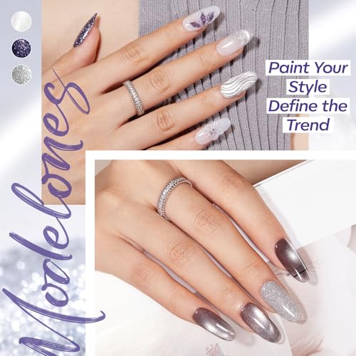 modelones Gel Nail Polish Set 6 Colors Jelly Black White Blue Purple - color: A A1 White Blue Purple Shades