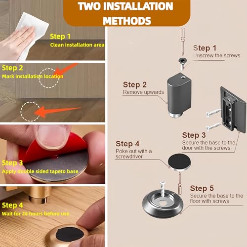 Magnetic Door Stopper No Drilling Height Adhesive Heavy Duty Magnet Doorstop Wedge Stop Catch Bottom Holder to Keep Doors Open (Black) - color: Black