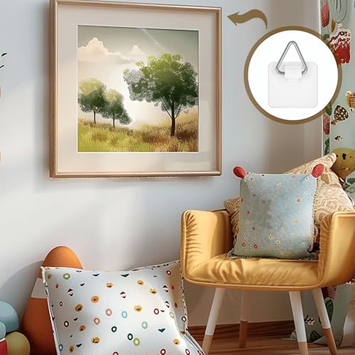 40Pcs Adhesive Picture Hangers for The Wall Plate Hangers Stick On Hooks Sticky Picture Frame Hooks for Pictures Frames Heavy Duty Pictures Hanging Hoops Without Nails