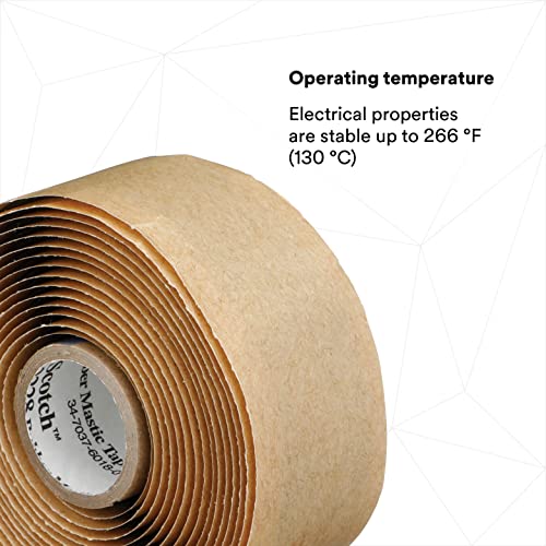 3M Scotch Rubber Mastic Tape 2228, 1 in x 10 ft, Black, 1 Roll - size: 1 in x 10 ft