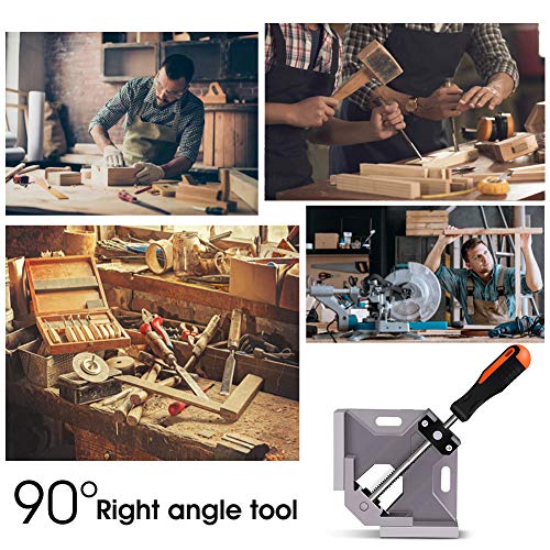 2 Pack Right Angle Clamp - 90 Degree Clamps for Woodworking, Single Handle Aluminum Alloy Corner Clamp with Adjustable Swing Jaw for Welding, Wood-Working, Drilling, Crafting Project - style: 2-Pack