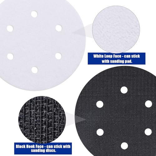 5 Pack 6 Inch 6 Hole Hook and Loop Interface Pad for Orbital Sander - size: 6 inch 6 Hole - 5 Pack