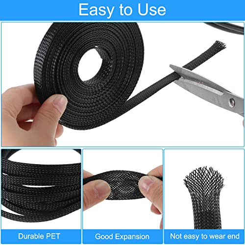 Tatuo 65.6ft Braided Cable Sleeve Expandable Wire Sheathing(Black) - color: Black, size: 65.6 ft