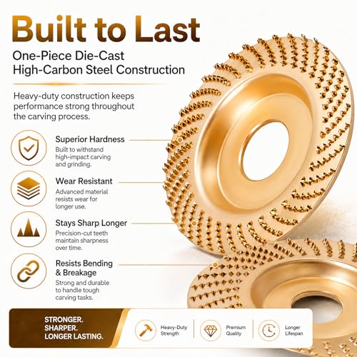 Tungsten Carbide Cutting Wheel, 3PCS Wood Carving Disc Set for Angle Grinder, Grinding Shaping Disc and Polishing Wheel, Suitable for 4-9 inch Angle Grinders (Inner Diameter 5/8-inch(16mm)) - size: Inner Diameter 5/8-inch(16mm)