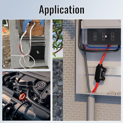RVBOATPAT Insulated Inline Splice Connector 3/0-6 AWG Black Electrical Cable Connectors 7/32" Slotted Allen Hex Aluminum to Copper Wire Connectors - 6 Pack - color: 3/0-6 AWG