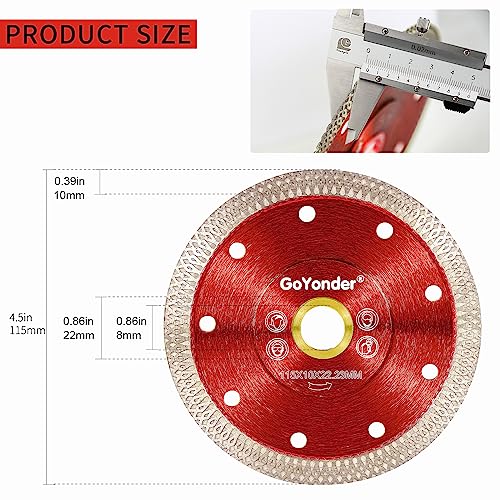GoYonder 4.5 Inch Super Thin Diamond Saw Blade for Cutting Porcelain Tiles,Granite Marble Ceramics - size: 4.5"