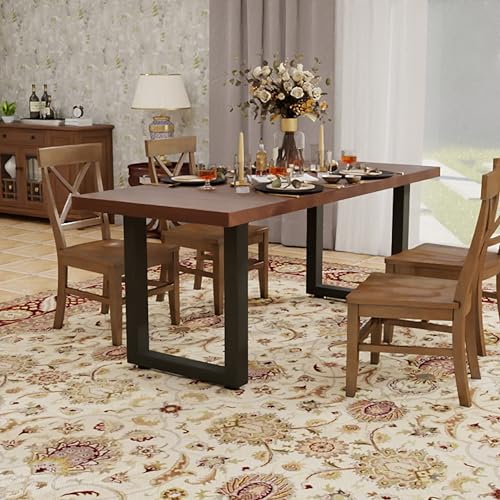 Metal Table Legs 28''Hight 17.7'' Wide Heavy Duty Iron Furniture Legs with Adjustable Protector Feet, Modern Desks for DIY Dinning Coffee Table (Rectangle Shape, 2pcs)-Black - size: H28" × W17.7" Square