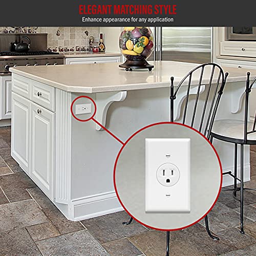 ENERLITES 1.406" Hole Single Receptacle Outlet Wall Plate, Size 1-Gang 4.50" x 2.76", Polycarbonate Thermoplastic, 8851-W, White - color: White, size: Standard Size
