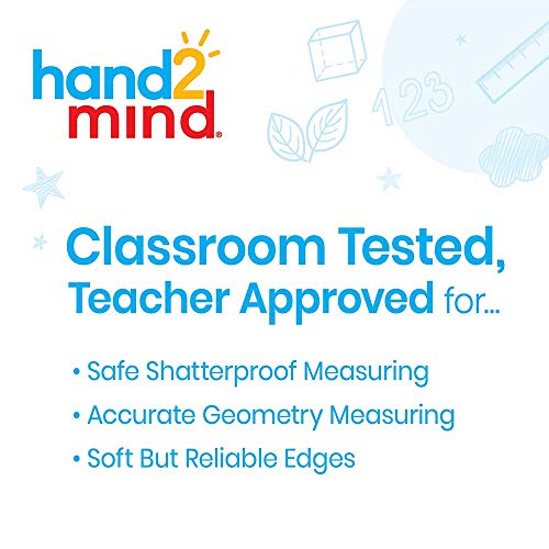 hand2mind Clear 12” Safe-T Plastic Ruler Set, Safety Ruler with Inches, Centimeters, and Millimeters, Semi-Flexible Ruler for Kids, Rulers Bulk for Classroom, School Supplies for Teachers (Set of 24)