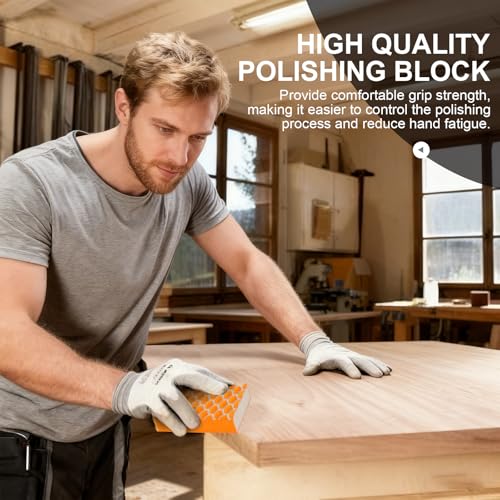 10 Pack Sanding Sponges, Washable Reusable Sanding Blocks, Wet Dry Sandpaper Sponge Set with 60/80/100/120/150 Grit for Woodworking, Drywall, Furniture, Paint, Metal & Home Improvement