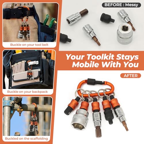 3/8" Socket Holder Keychain 3PCS Set,Drive Quick-Release & Lock Organizer - size: 3PCS-3/8'