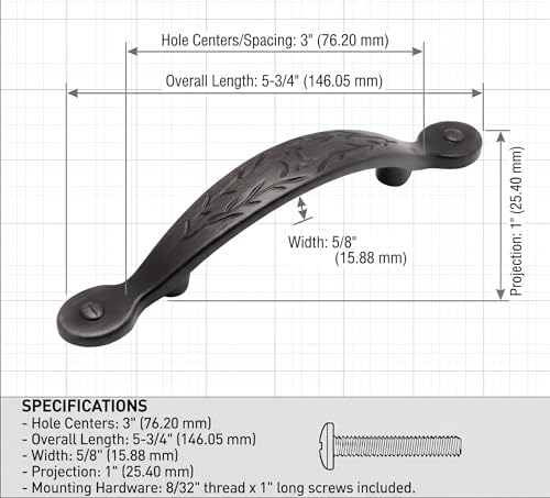 Cosmas 10 Pack 465ORB Oil Rubbed Bronze Leaf Pull 3 Inch Hole Centers