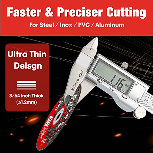 SHALL 25-Pack Cut Off Wheels 3” x 3/8” x 3/64” - Ultra Thin Cutting Wheel with Pouch for Angle Grinder & Cut-Off Tools - Fast Cutting Disc for INOX, Steel, Iron, Non-Ferrous Metal & PVC - style: 25PCS 3 x 3/64 x 3/8