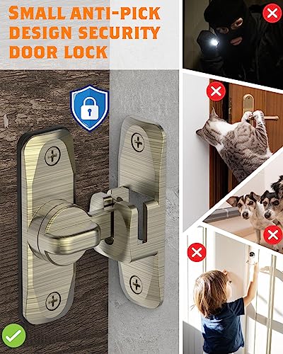 90/180 Degree Barn Door Latch Lock with Spacer, Bronze, 4 Pack - color: Bronze-4Pcs