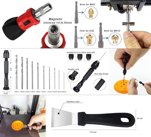 124Pcs 3D Printing Accessory Tools with Tool Bag for Remove/Trim and Finish 3D Print Includes Deburring Tool, Nozzle Cleaning, Removal Scrapers, Finishing Tools,etc. - style: Tools with Oxford bag