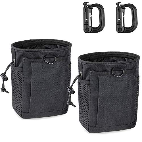LIVANS Tactical Molle Dump Pouch, Magazine Drop Pouch Drastring Ammo Bag - color: Black - 2 Packs