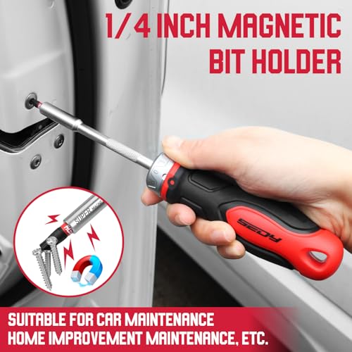 14-Piece 1/4″ Magnetic Ratcheting Screwdriver Bit Set, T4-T40 Torx Bit Set with 1/4 inch Magnetic Bits Driver Multi-bit Ratchet Screw Drivers for Garage, Home, Work, DIY Repair