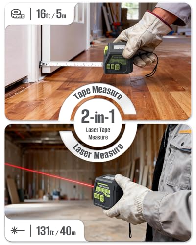 Laser Tape Measure 2-in-1, Inkerma 130Ft Laser Measurement Tool & 16Ft Measuring Tape, Digital Laser Tape Measure - style: ACE-Tape2