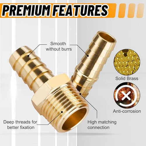 48PCS Brass Hose Barb Fittings with Clamp,Splicer Mender & Adapter - size: 48pcs barb splicer & barb adapter
