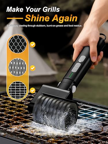 Electric Grill Brush, Cordless Automatic BBQ Grill Cleaner - color: Black