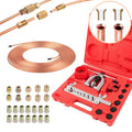 Wostore 25FT 3/16" Copper Coated Brake Line Kit & Flaring Tool, 24 Fittings - size: Double flare kit with 3/16" Brake Line