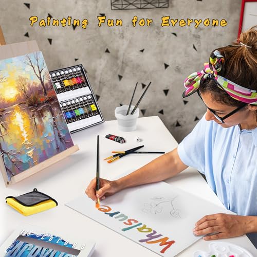Paint Set for Kids & Adults with 18 Acrylic Paints,Canvas & Easel