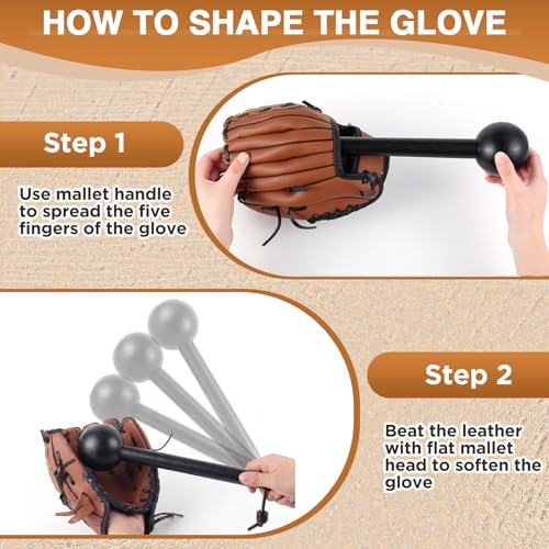 Hollowfly Baseball Glove Mallet 12 Inch Baseball Softball Glove Shaping Hammer with Leather Rope- Quick Create Ball Shaped Pocket for Softball - color: Black