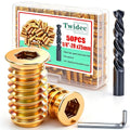 Twidec/50PCS 1/4"-20 Threaded Inserts for Wood Furniture Screw-in Nut Wood Inserts Bolt Assortment Kit with M6 Hex Wrench (1/4"-20 x25mm) N-059-1/4x25 - size: 1/4"-20 x 25mm (50 PCS)