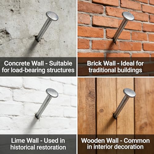 1-¼" Concrete Nails – High Strength Masonry Nails (260 PCS) – Galvanized for Hanging Pictures, Frames, Shelves on Brick, Cement, Wood – Heavy Duty & Bend Resistant - size: 1-¼"-260 PCS