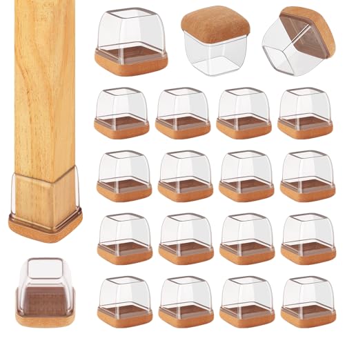16 Pcs Square Chair Leg Floor Protectors for Hardwood Floors - size: M - 16 Pcs - Clear