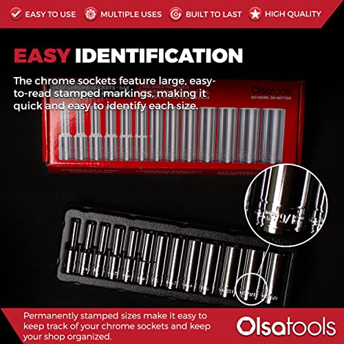 Olsa Tools 1/4-Inch Drive SAE Deep Socket Set - 13pc - color: Sae Deep, size: 13pc, 1/4-Inch Drive