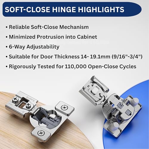 Burks 30 Pack 1/2" Overlay Soft Close Face Frame Cabinet Hinges - size: 1/2'' Overlay