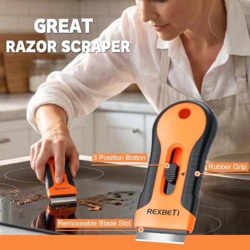 REXBETI Razor Blade Scraper Tool, 4 Pack Windows, Glass Stovetop Scraper - style: Original 4 Pack