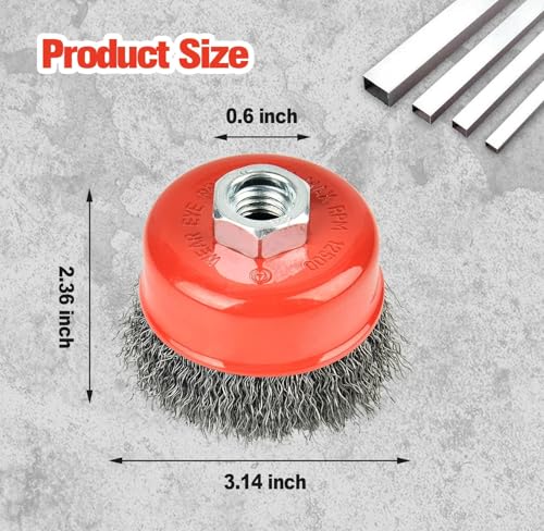 AAIN 60pcs Wire Wheel Brush Set, 3Inch Crimped Cup Brush for Angle Grinder - size: 60 pack, style: 3 Inch Crimped Wire Brush