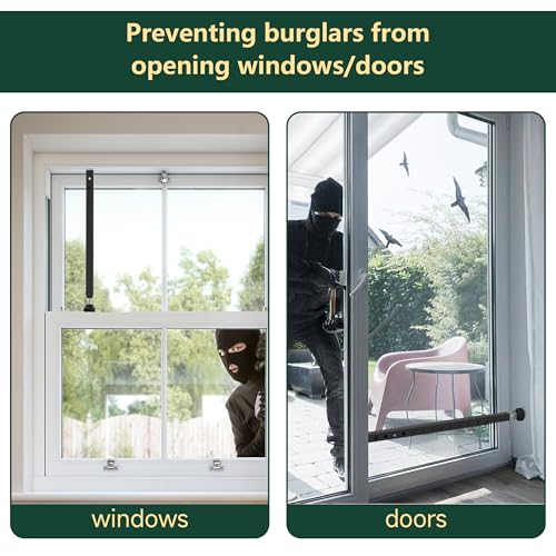 WooFog Adjustable Window Security Bars Vertical, Heavy Duty Sliding Patio Glass Door Lock Bar with Rubber Feet, 17-32 inch Window Safety Stopper for Up and Down Windows -Black 4 PCS Patented - size: 17" to 32" Black-4 PCS