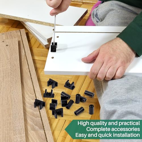 Juexica 4 Pairs False Cabinet Front Clip False Drawer Clips, Black - color: Black