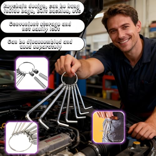 Btolin Professional 8-Piece Hex Key Set, L-Shaped Metric Allen Wrench Kit with Key Ring, 1.5-6mm Sizes, Anti-Rust,for Home DIY and Bicycle Repair
