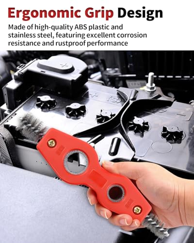 4-in-1 Copper Pipe Cleaner, Fits 1/2", 5/8", 3/4" & 7/8" Pipes, Stainless Steel Inner & Outer Thread Brush for Plumbing, Brazing, Soldering (Red) - color: Red